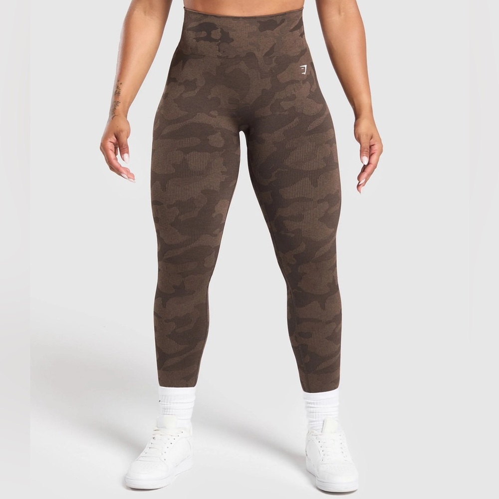 Gymshark Adapt Camo Seamless Leggings - Deep Brown size small